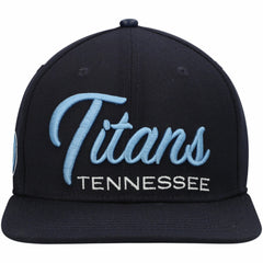 Tennessee Titans Pro Standard Script Wordmark Snapback Hat Navy