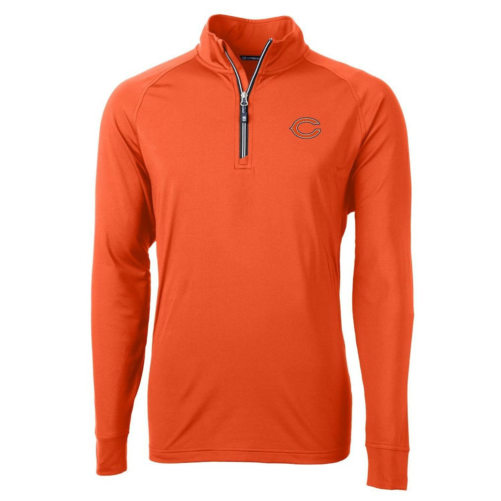 Chicago Bears Cutter & Buck Adapt Eco Knit Quarter-Zip Pullover Jacket Orange