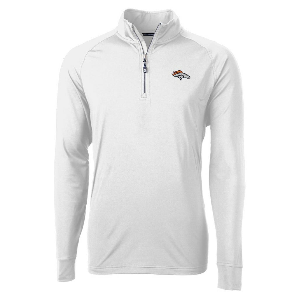 Denver Broncos Cutter & Buck Adapt Eco Knit Quarter-Zip Pullover Jacket White