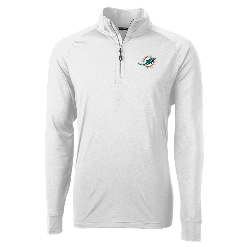 Miami Dolphins Cutter & Buck Adapt Eco Knit Quarter-Zip Pullover Jacket White