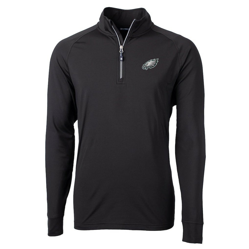 Philadelphia Eagles Cutter & Buck Adapt Eco Knit Quarter-Zip Pullover Jacket Black