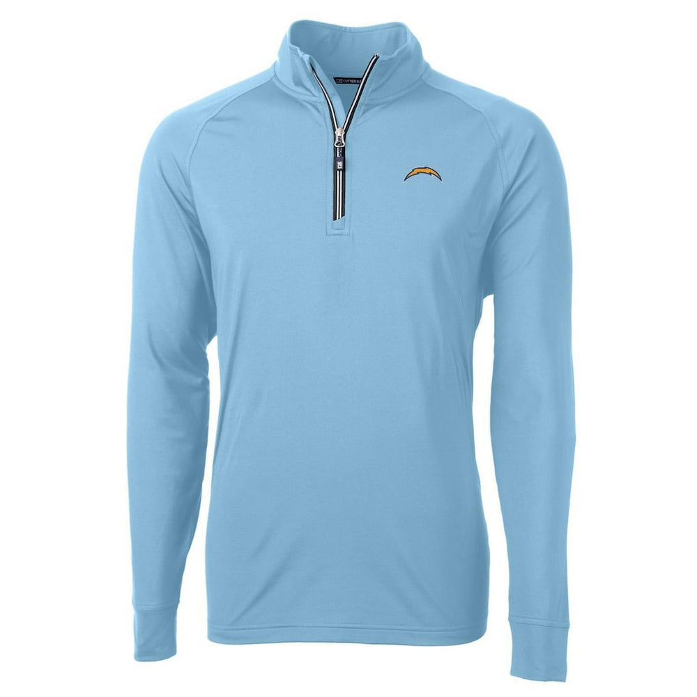 Los Angeles Chargers Cutter & Buck Adapt Eco Knit Quarter-Zip Pullover Jacket Light Blue