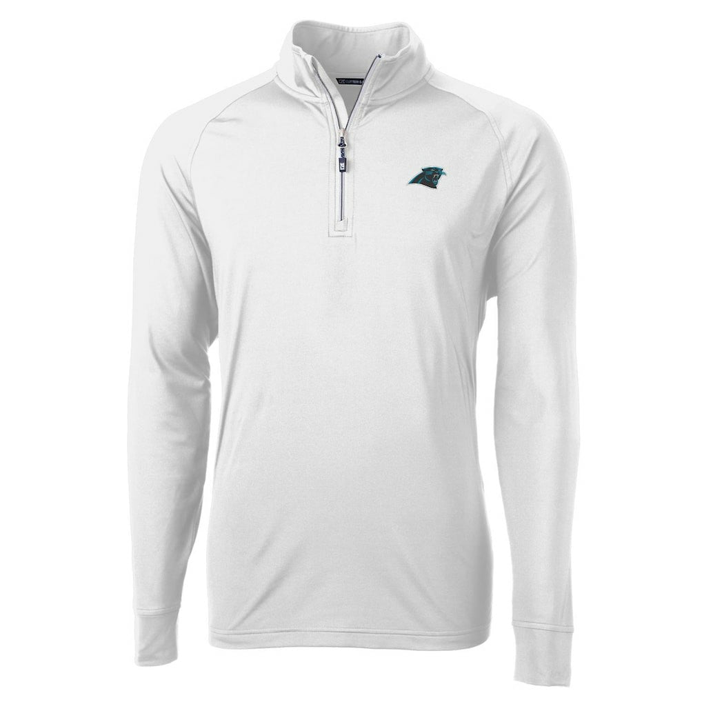 Carolina Panthers Cutter & Buck Adapt Eco Knit Quarter-Zip Pullover Jacket White