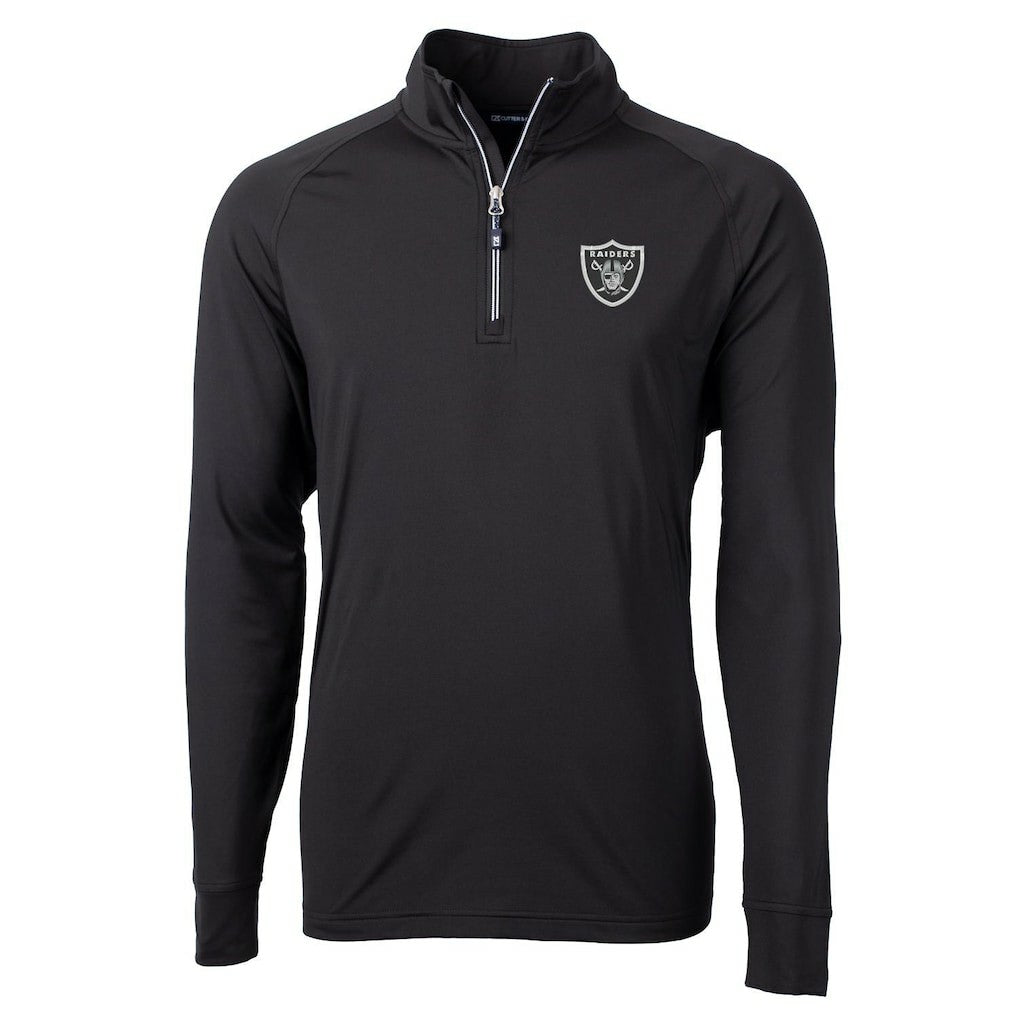 Las Vegas Raiders Cutter & Buck Adapt Eco Knit Quarter-Zip Pullover Jacket Black