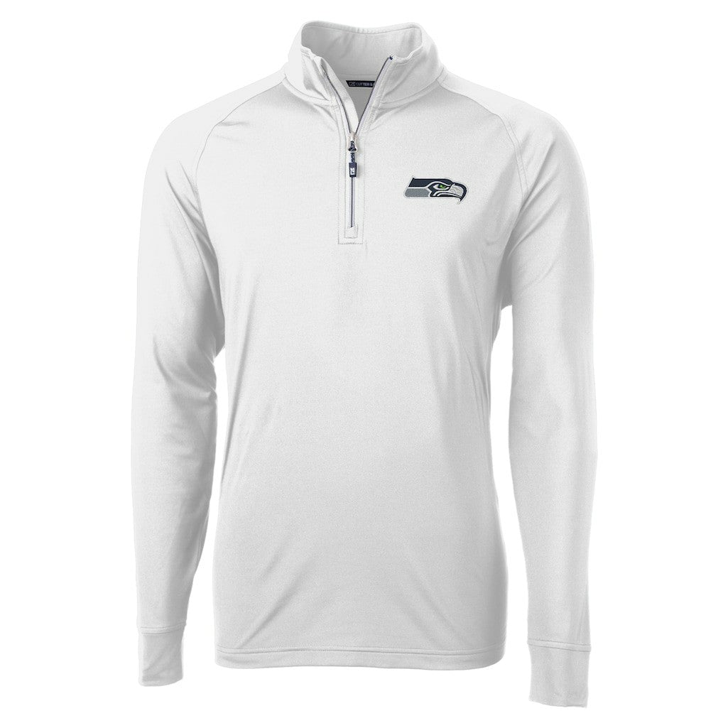 Seattle Seahawks Cutter & Buck Adapt Eco Knit Quarter-Zip Pullover Jacket White