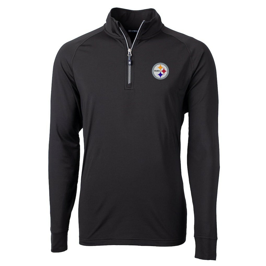 Pittsburgh Steelers Cutter & Buck Adapt Eco Knit Quarter-Zip Pullover Jacket Black