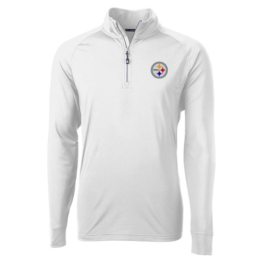 Pittsburgh Steelers Cutter & Buck Adapt Eco Knit Quarter-Zip Pullover Jacket White