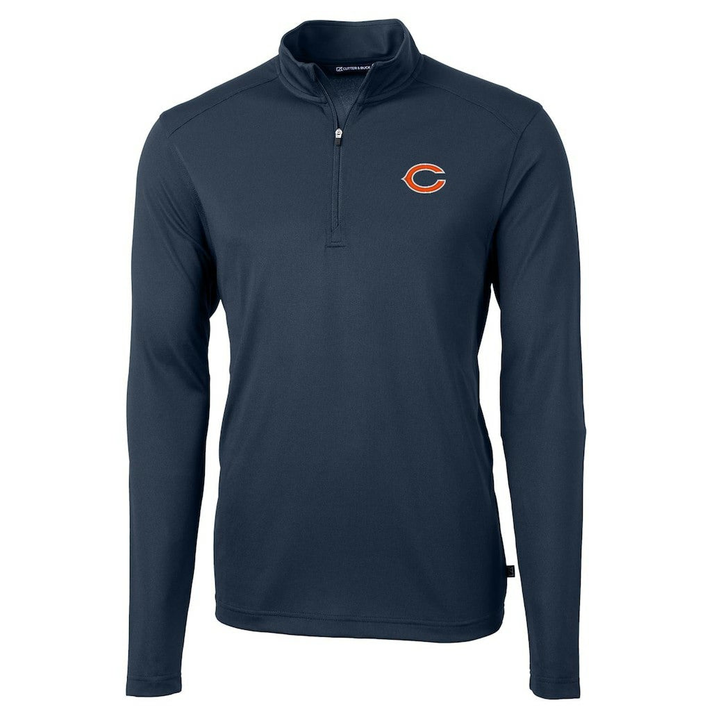 Chicago Bears Cutter & Buck Virtue Eco Pique Recycled Quarter-Zip Pullover Jacket Navy