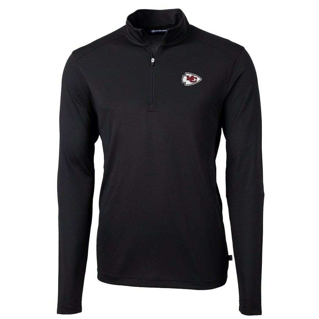 Kansas City Chiefs Cutter & Buck Virtue Eco Pique Recycled Quarter-Zip Pullover Jacket Black
