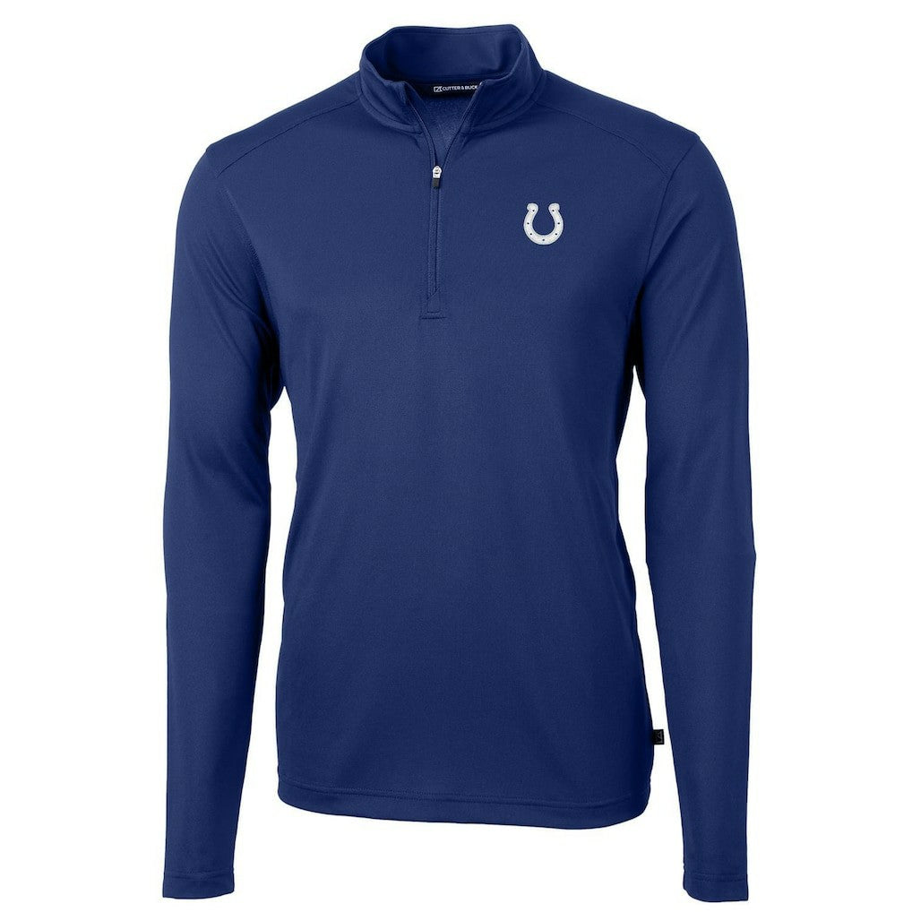 Indianapolis Colts Cutter & Buck Virtue Eco Pique Recycled Quarter-Zip Pullover Jacket Royal