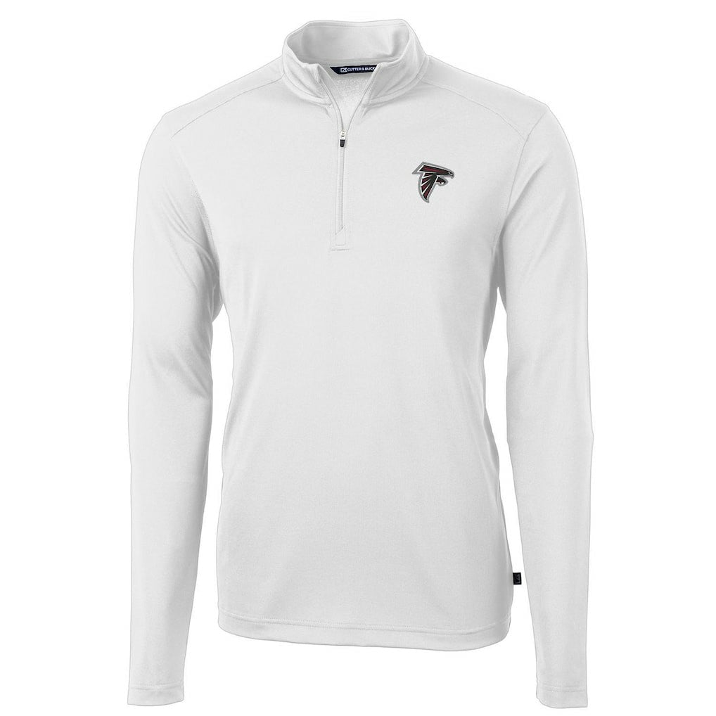 Atlanta Falcons Cutter & Buck Virtue Eco Pique Recycled Quarter-Zip Pullover Jacket White