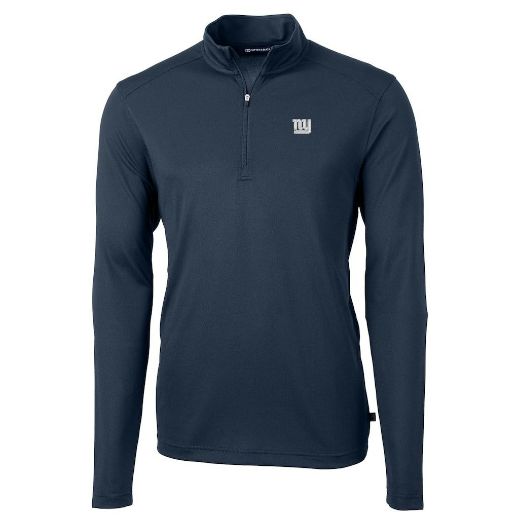 New York Giants Cutter & Buck Virtue Eco Pique Recycled Quarter-Zip Pullover Jacket Navy