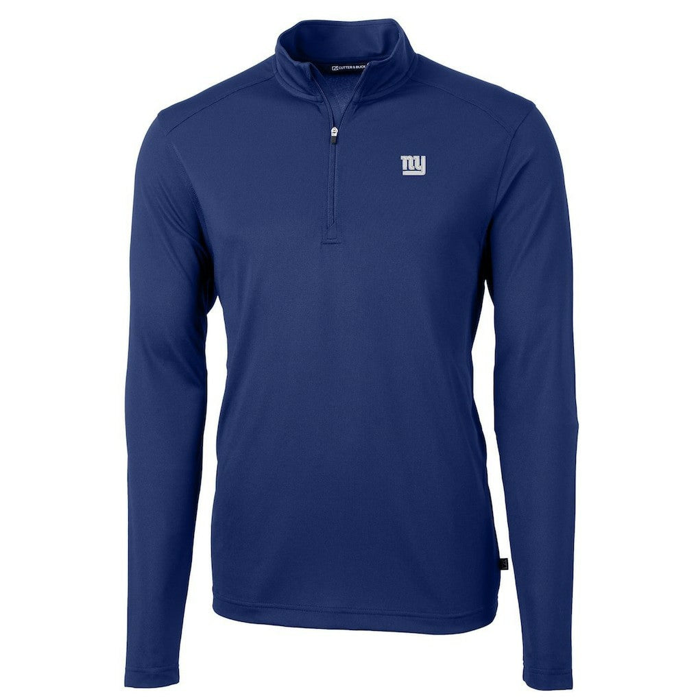 New York Giants Cutter & Buck Virtue Eco Pique Recycled Quarter-Zip Pullover Jacket Royal
