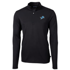 Detroit Lions Cutter & Buck Virtue Eco Pique Recycled Quarter-Zip Pullover Jacket Black