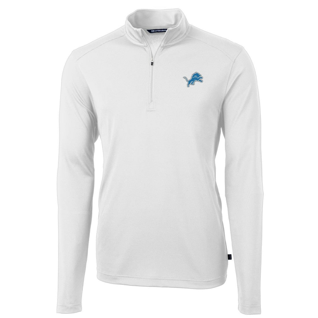 Detroit Lions Cutter & Buck Virtue Eco Pique Recycled Quarter-Zip Pullover Jacket White