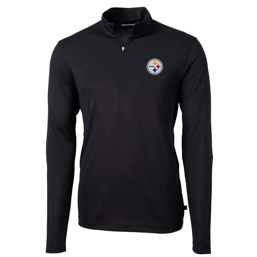 Pittsburgh Steelers Cutter & Buck Virtue Eco Pique Recycled Quarter-Zip Pullover Jacket Black