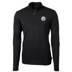 Pittsburgh Steelers Cutter & Buck Virtue Eco Pique Recycled Quarter-Zip Pullover Jacket Black