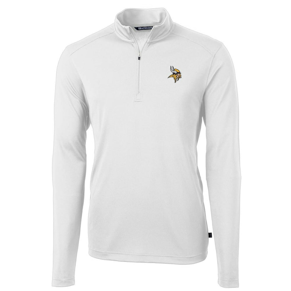 Minnesota Vikings Cutter & Buck Virtue Eco Pique Recycled Quarter-Zip Pullover Jacket White