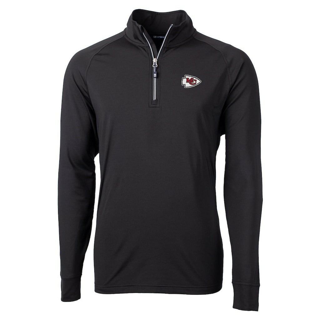 Kansas City Chiefs Cutter & Buck Big & Tall Adapt Eco Knit Quarter-Zip Pullover Jacket Black