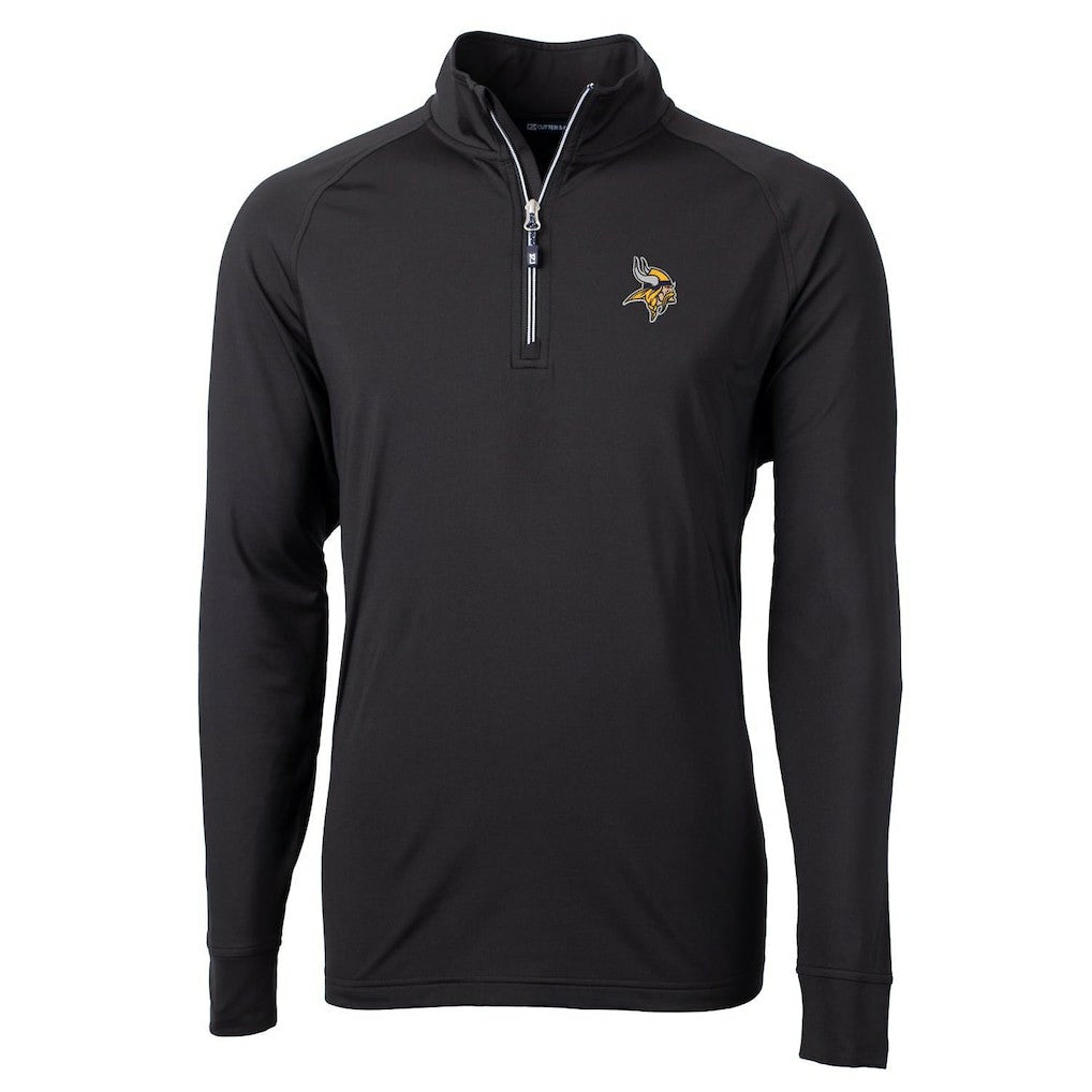 Minnesota Vikings Cutter & Buck Big & Tall Adapt Eco Knit Quarter-Zip Pullover Jacket Black