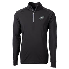 Philadelphia Eagles Cutter & Buck Big & Tall Adapt Eco Knit Quarter-Zip Pullover Jacket Black