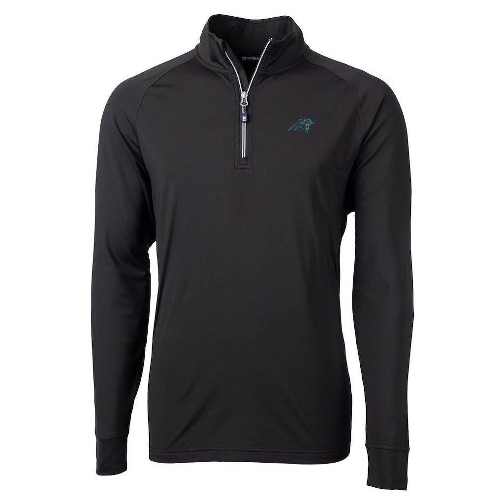 Carolina Panthers Cutter & Buck Big & Tall Adapt Eco Knit Quarter-Zip Pullover Jacket Black