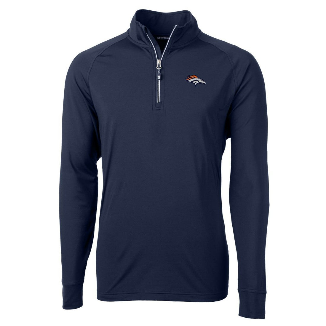 Denver Broncos Cutter & Buck Big & Tall Adapt Eco Knit Quarter-Zip Pullover Jacket Navy