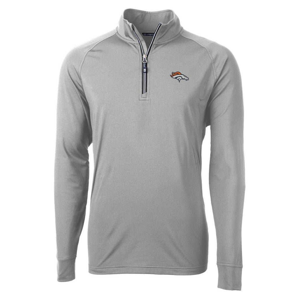 Denver Broncos Cutter & Buck Big & Tall Adapt Eco Knit Quarter-Zip Pullover Jacket Gray