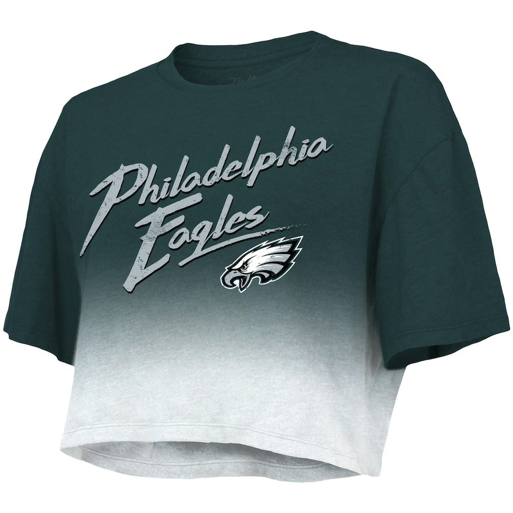 Jalen Hurts Philadelphia Eagles Majestic Threads Women's Dip-Dye Player Name & Number Crop Top Green/White