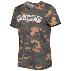 Justin Herbert Los Angeles Chargers Majestic Threads Women's Name & Number V-Neck Tri-Blend T-Shirt Camo