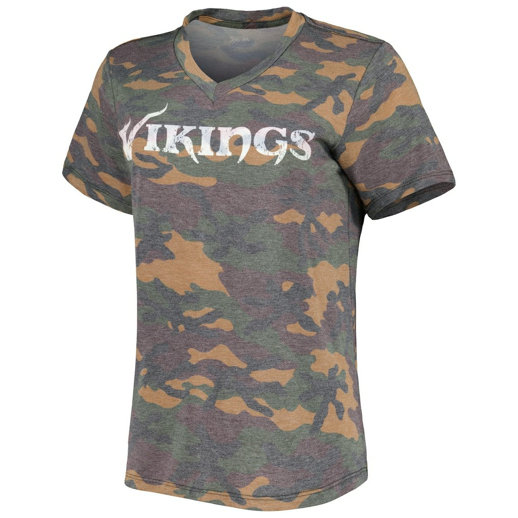Justin Jefferson Minnesota Vikings Women's Name & Number Tri-Blend V-Neck T-Shirt Camo