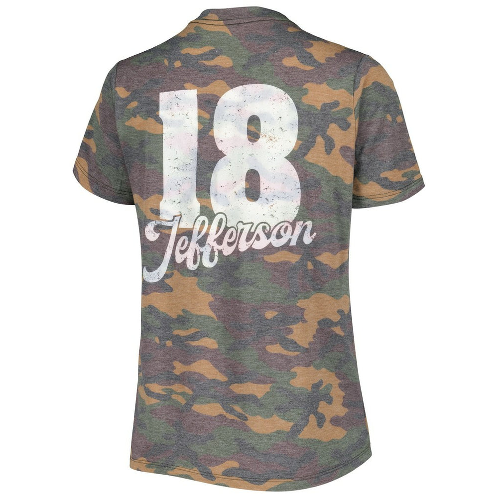 Justin Jefferson Minnesota Vikings Women's Name & Number Tri-Blend V-Neck T-Shirt Camo