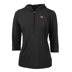 New York Giants Cutter & Buck Women's Virtue Eco Pique Half-Zip 3/4 Sleeve Pullover Hoodie Black