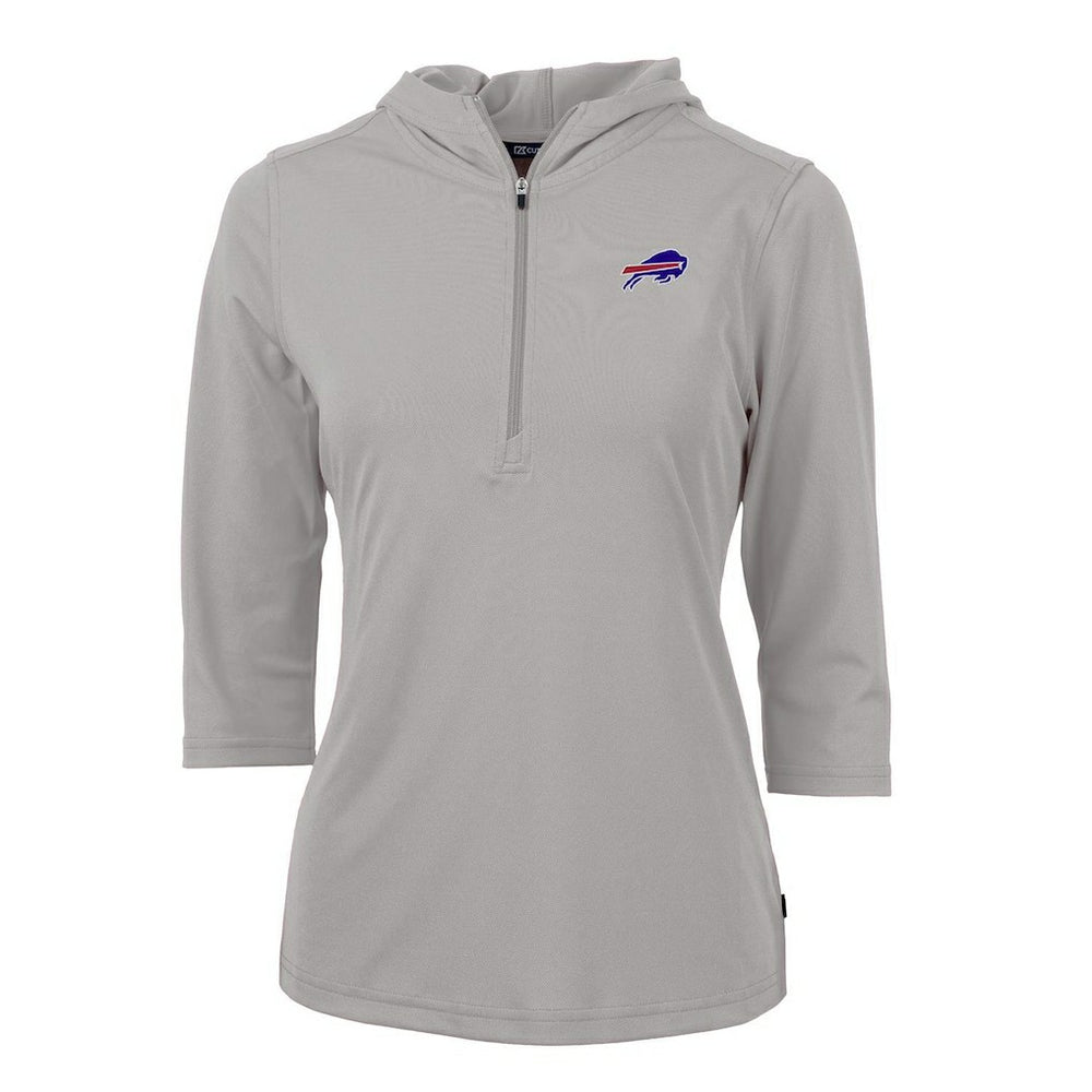 Buffalo Bills Cutter & Buck Women's Virtue Eco Pique Half-Zip 3/4 Sleeve Pullover Hoodie Gray