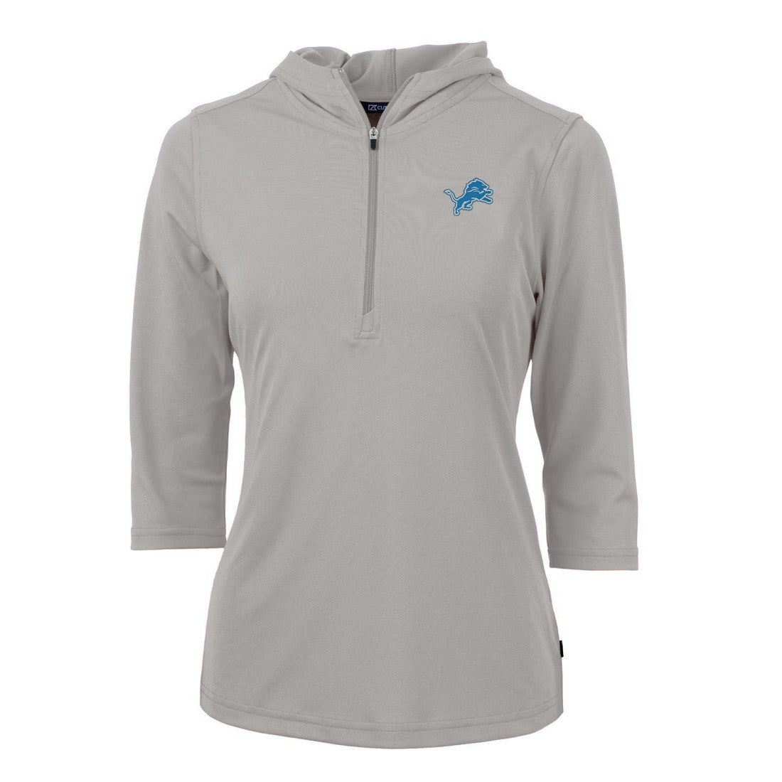 Detroit Lions Cutter & Buck Women's Virtue Eco Pique Half-Zip 3/4 Sleeve Pullover Hoodie Gray