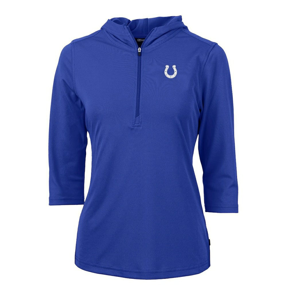 Indianapolis Colts Cutter & Buck Women's Virtue Eco Pique Half-Zip 3/4 Sleeve Pullover Hoodie Royal