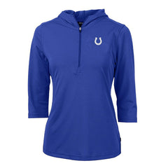 Indianapolis Colts Cutter & Buck Women's Virtue Eco Pique Half-Zip 3/4 Sleeve Pullover Hoodie Royal
