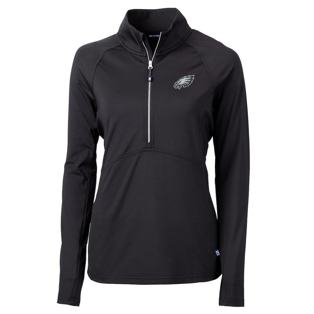 Philadelphia Eagles Cutter & Buck Women's Adapt Eco Knit Half-Zip Pullover Jacket Black