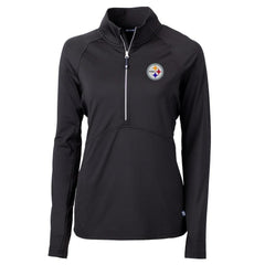 Pittsburgh Steelers Cutter & Buck Women's Adapt Eco Knit Half-Zip Pullover Jacket Black