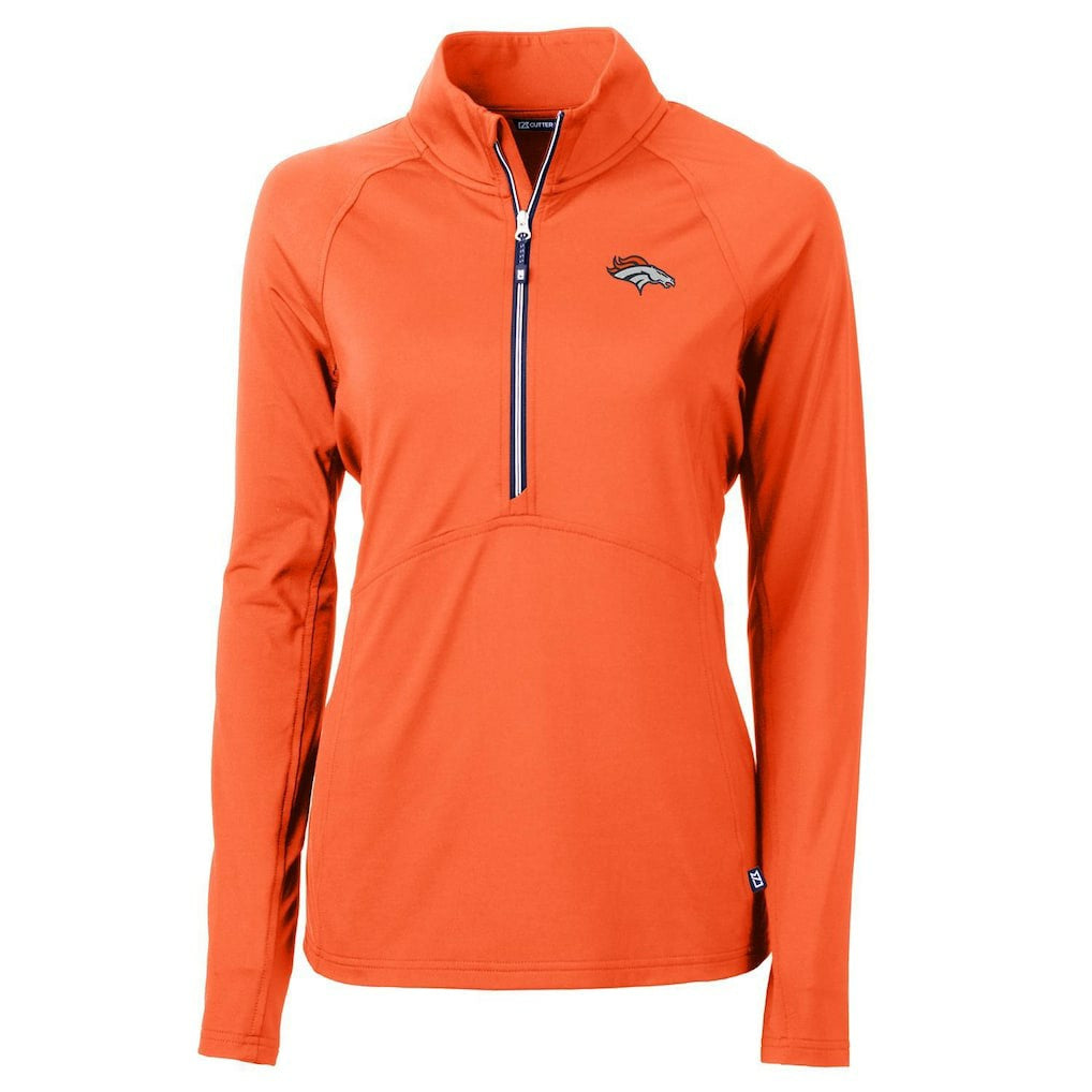 Denver Broncos Cutter & Buck Women's Adapt Eco Knit Half-Zip Pullover Jacket Orange