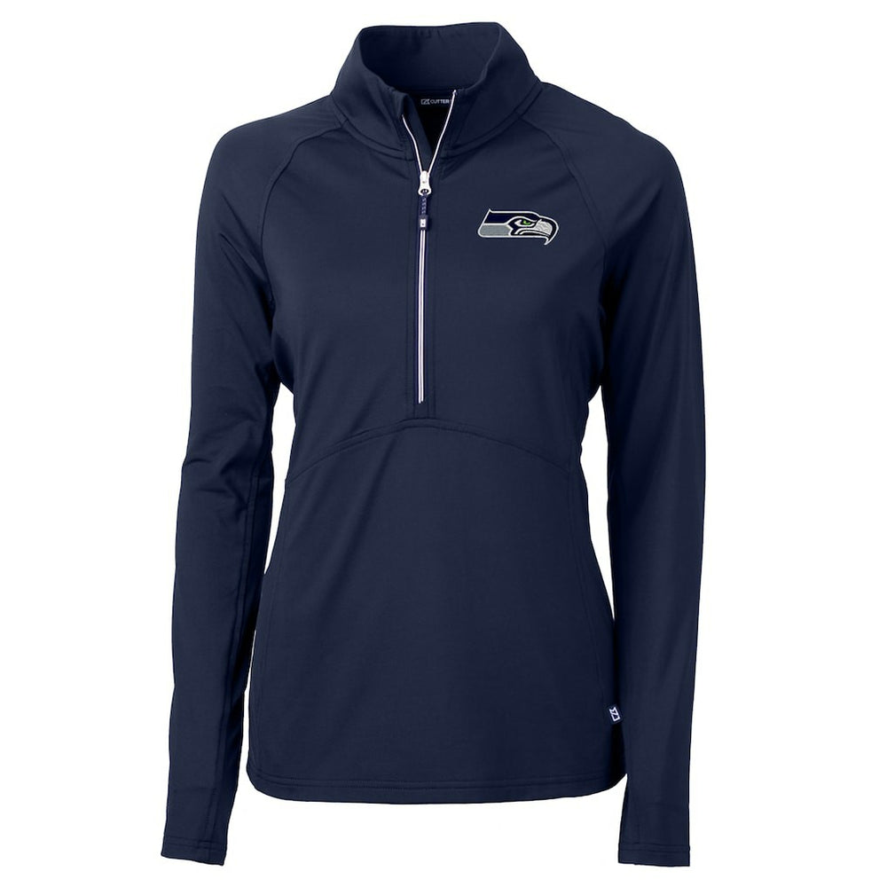Seattle Seahawks Cutter & Buck Women's Adapt Eco Knit Half-Zip Pullover Jacket College Navy