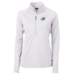 Miami Dolphins Cutter & Buck Women's Adapt Eco Knit Half-Zip Pullover Jacket White