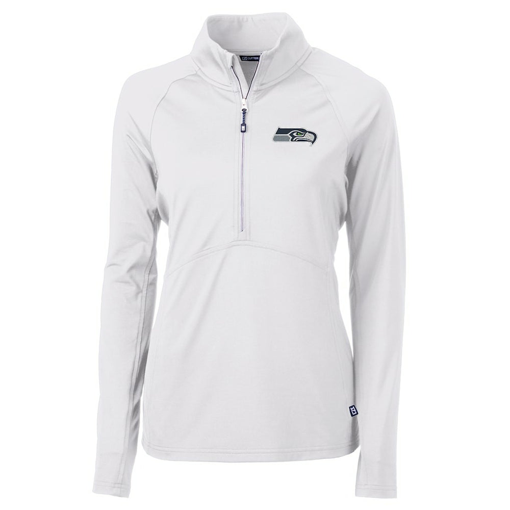 Seattle Seahawks Cutter & Buck Women's Adapt Eco Knit Half-Zip Pullover Jacket White