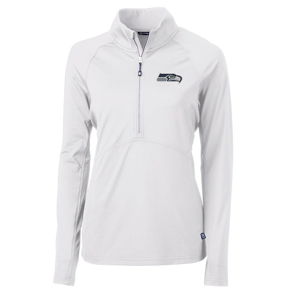 Seattle Seahawks Cutter & Buck Women's Adapt Eco Knit Half-Zip Pullover Jacket White