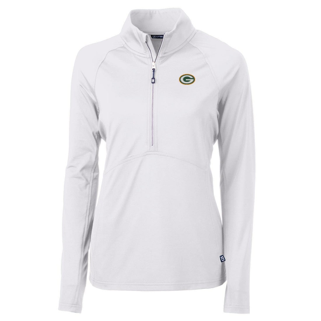 Green Bay Packers Cutter & Buck Women's Adapt Eco Knit Half-Zip Pullover Jacket White