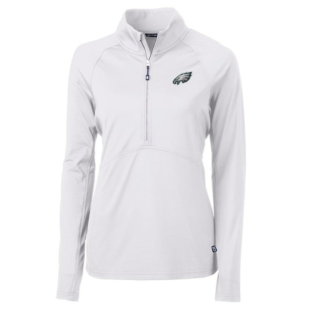 Philadelphia Eagles Cutter & Buck Women's Adapt Eco Knit Half-Zip Pullover Jacket White