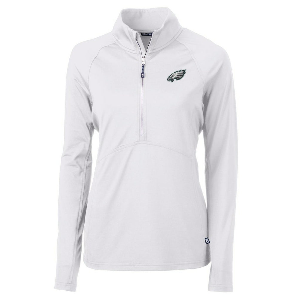 Philadelphia Eagles Cutter & Buck Women's Adapt Eco Knit Half-Zip Pullover Jacket White