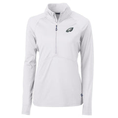 Philadelphia Eagles Cutter & Buck Women's Adapt Eco Knit Half-Zip Pullover Jacket White