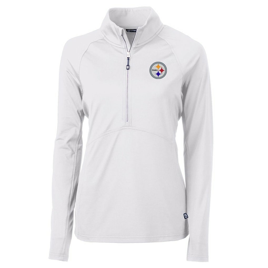 Pittsburgh Steelers Cutter & Buck Women's Adapt Eco Knit Half-Zip Pullover Jacket White
