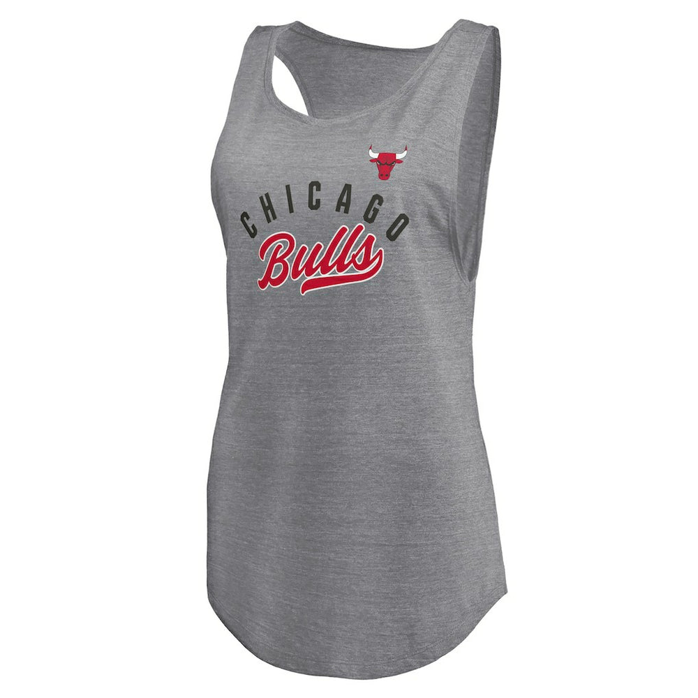 Chicago Bulls Women's Quality Time Open Scoop Neck Tri-Blend Tank Top Heathered Gray
